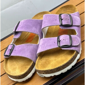 Magnafied Thora 2 Buckle Sandals Womens EU39 US9 Lavender Italian Suede Uppers